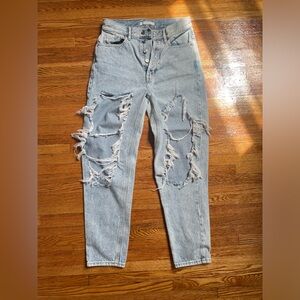 Womens PacSun Light Distressed Ultra High Rise Slim Jeans
